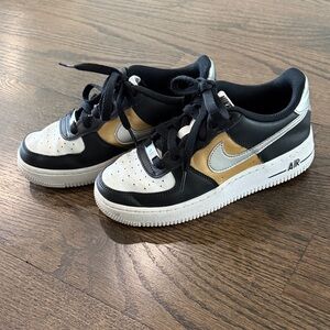 Nike AF1 Sneakers — Black, White & Gold